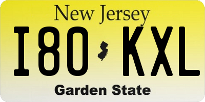 NJ license plate I80KXL