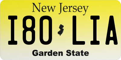NJ license plate I80LIA