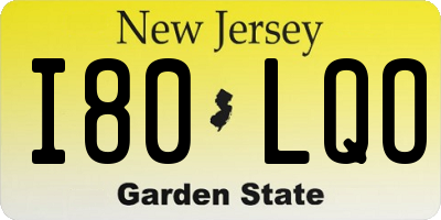 NJ license plate I80LQO