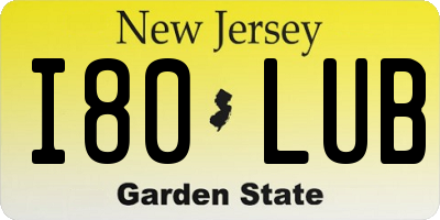 NJ license plate I80LUB