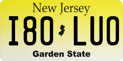 NJ license plate I80LUO