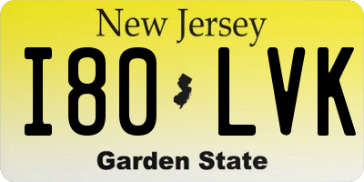 NJ license plate I80LVK