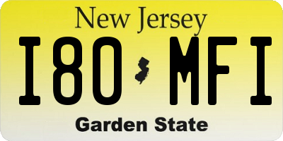 NJ license plate I80MFI