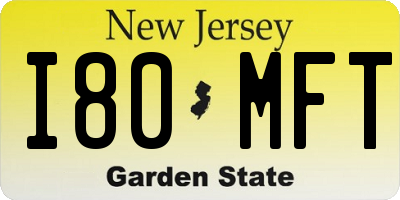 NJ license plate I80MFT