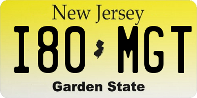NJ license plate I80MGT