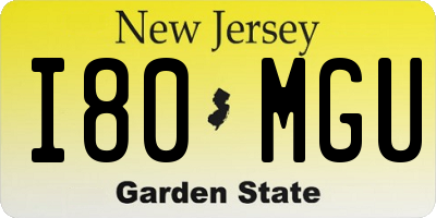 NJ license plate I80MGU