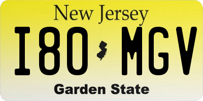 NJ license plate I80MGV