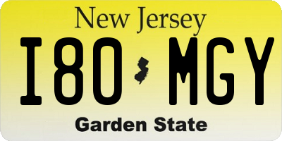 NJ license plate I80MGY