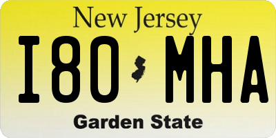 NJ license plate I80MHA