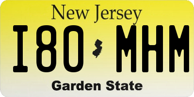 NJ license plate I80MHM