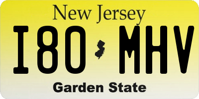NJ license plate I80MHV