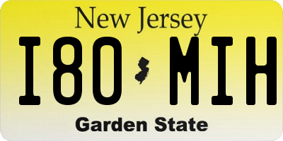 NJ license plate I80MIH