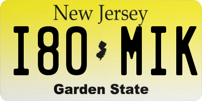 NJ license plate I80MIK