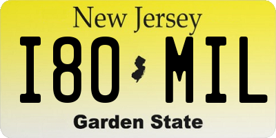 NJ license plate I80MIL
