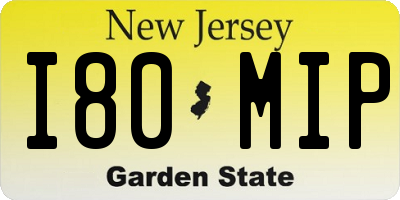 NJ license plate I80MIP