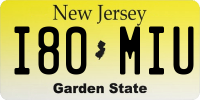 NJ license plate I80MIU