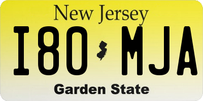 NJ license plate I80MJA