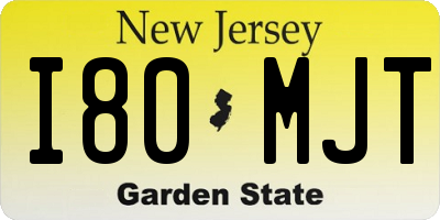 NJ license plate I80MJT