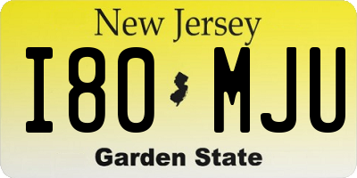 NJ license plate I80MJU