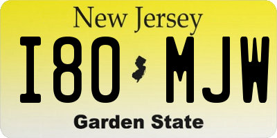 NJ license plate I80MJW