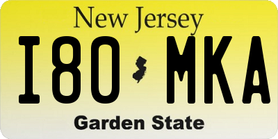 NJ license plate I80MKA