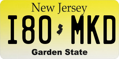 NJ license plate I80MKD