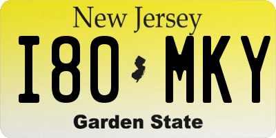 NJ license plate I80MKY