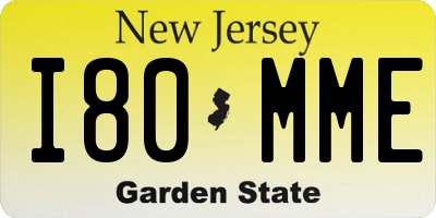 NJ license plate I80MME