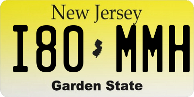 NJ license plate I80MMH