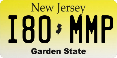 NJ license plate I80MMP