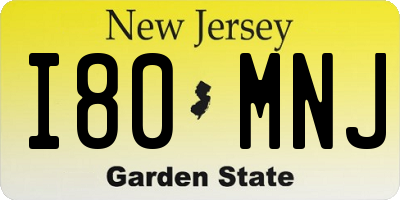 NJ license plate I80MNJ