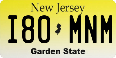 NJ license plate I80MNM