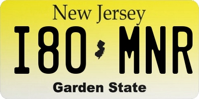 NJ license plate I80MNR