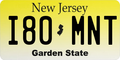 NJ license plate I80MNT