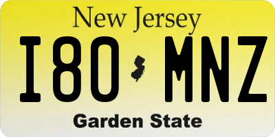 NJ license plate I80MNZ