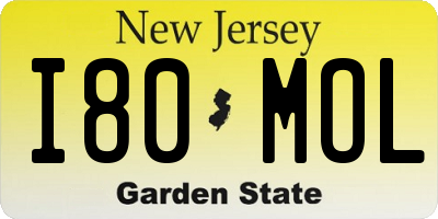 NJ license plate I80MOL
