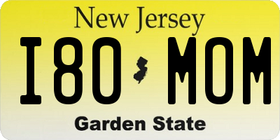 NJ license plate I80MOM