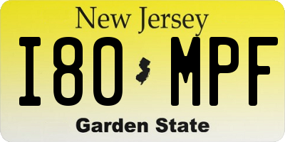 NJ license plate I80MPF