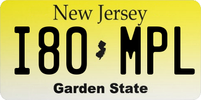 NJ license plate I80MPL
