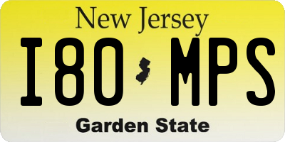 NJ license plate I80MPS