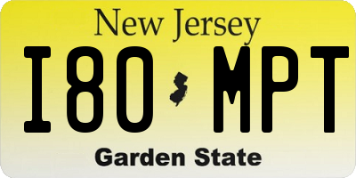 NJ license plate I80MPT