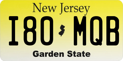 NJ license plate I80MQB