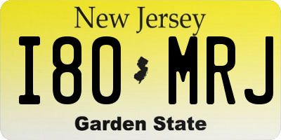 NJ license plate I80MRJ