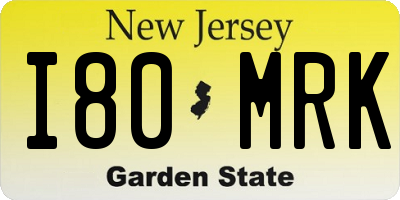 NJ license plate I80MRK