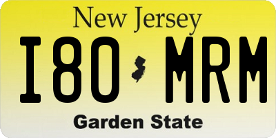 NJ license plate I80MRM