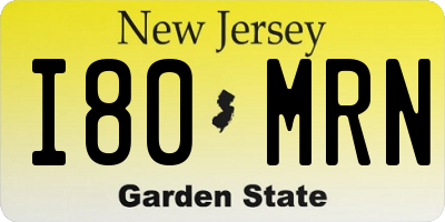 NJ license plate I80MRN