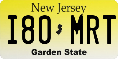 NJ license plate I80MRT