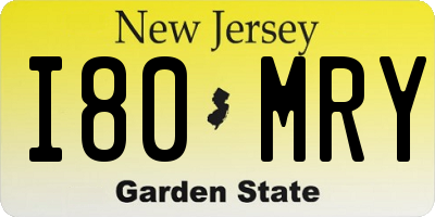 NJ license plate I80MRY