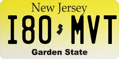 NJ license plate I80MVT