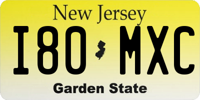 NJ license plate I80MXC